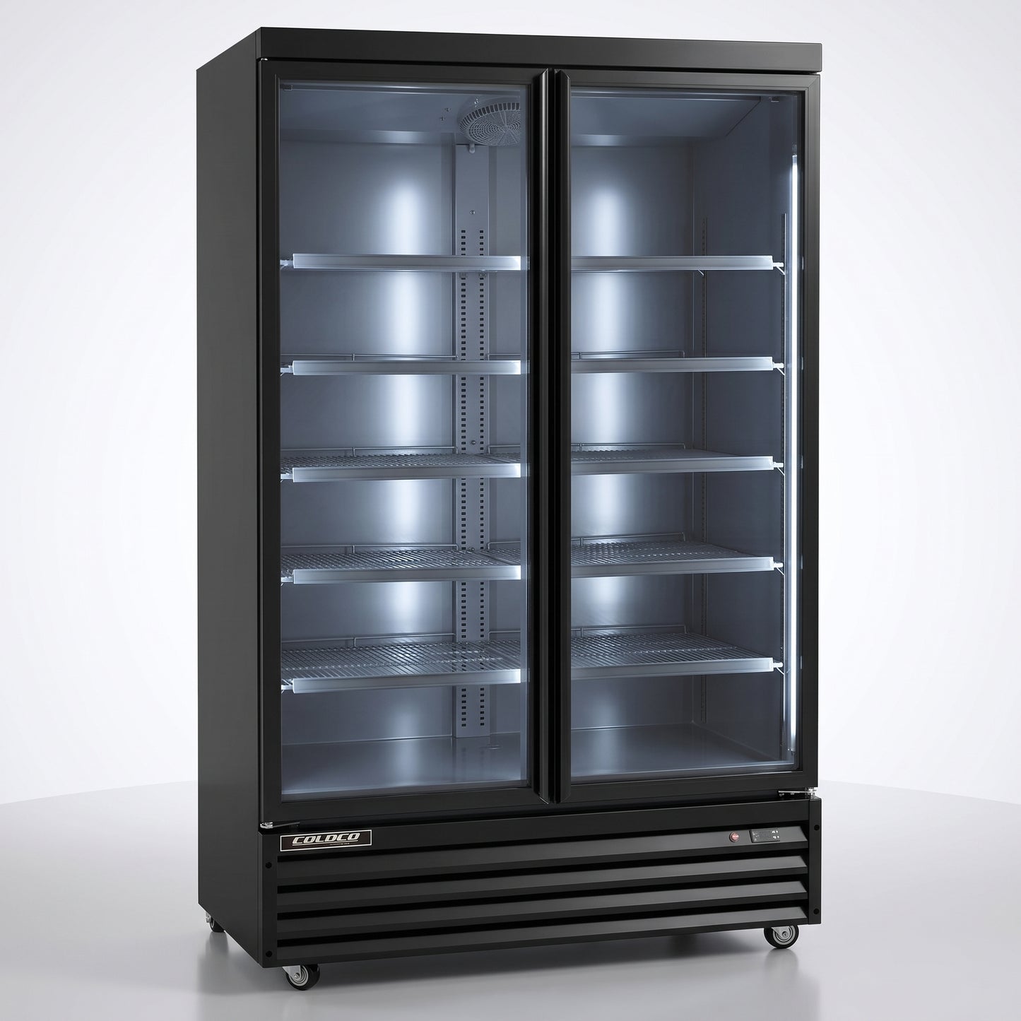 49" 2-Door Glass Refrigerator, Black Exterior & Interior | BGD-42R-HC