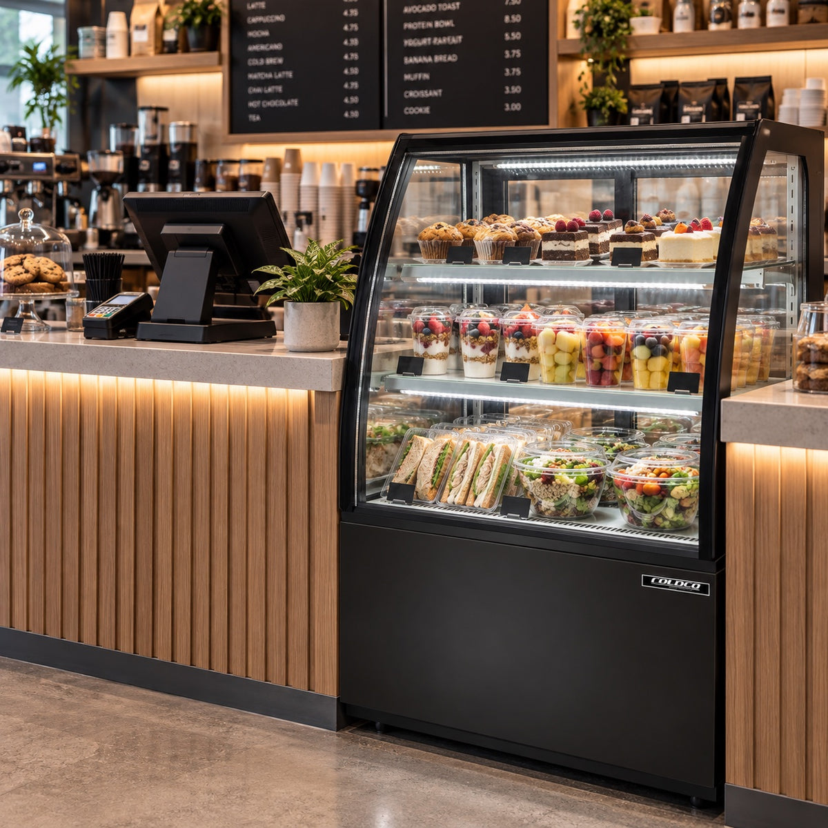 36" Curved Glass Refrigerated Showcase - Black Exterior / CD-36-3C-B