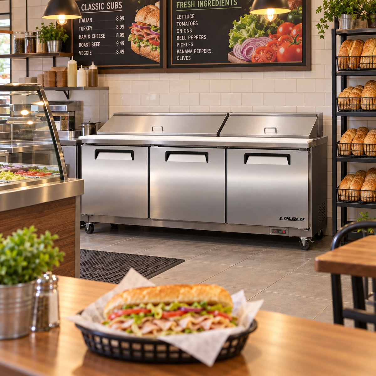 72" Mega Top Sandwich / Salad-Bar Prep Table Refrigerator / CSP-72M-HC