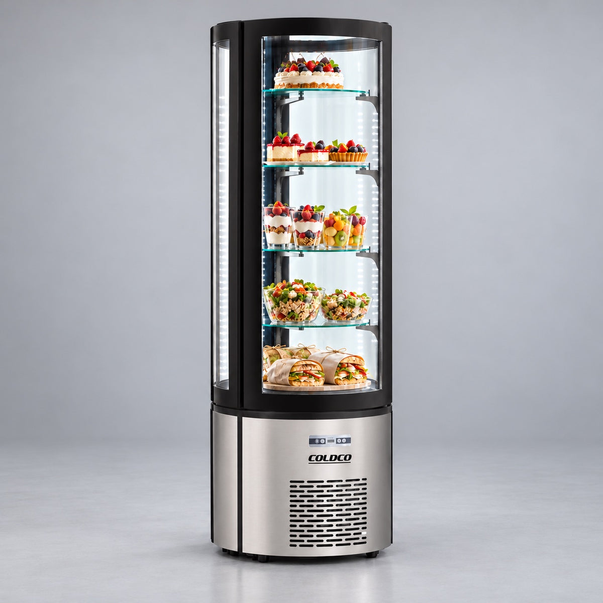 69" Height Refrigerated Circular Display Case - 27 Inch Diameter Stainless Steel / AC-400R