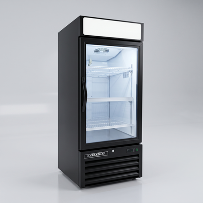 25” 1-Door Glass refrigerator, Black Exterior, White Interior / BGD-12R-HC