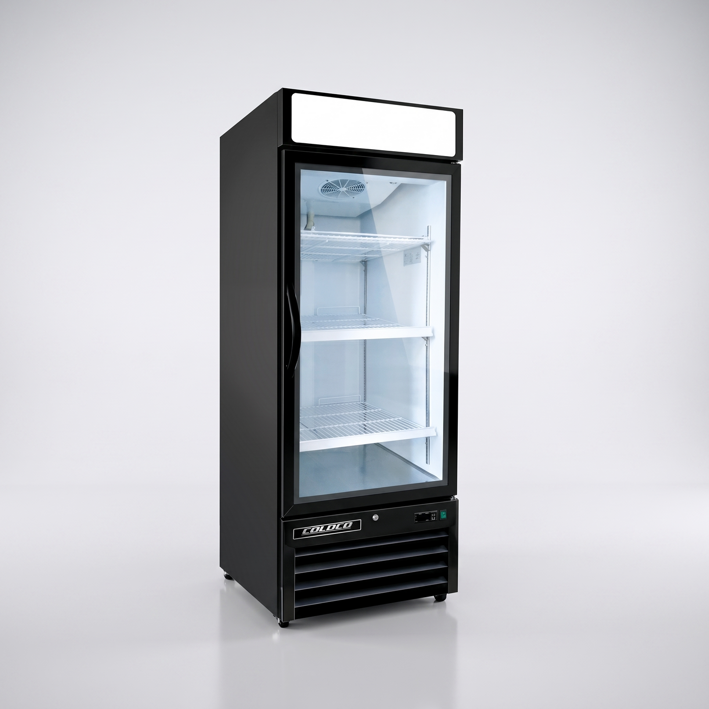25" 1-Door Glass Refrigerator, Black Exterior, White Interior | BGD-16R-HC