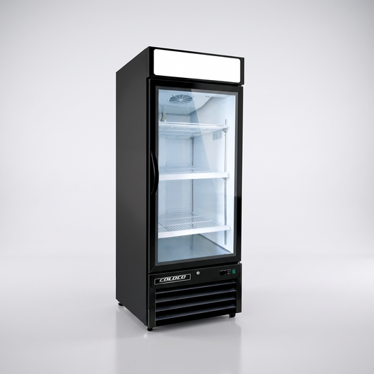25" 1-Door Glass Refrigerator, Black Exterior, White Interior | BGD-16R-HC