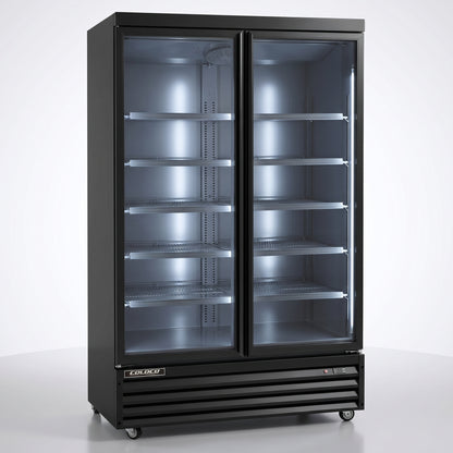 49" 2-Door Glass Refrigerator, Black Exterior & Interior / BGD-42R-HC