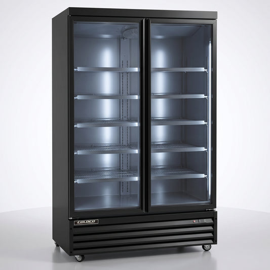 49" 2-Door Glass Refrigerator, Black Exterior & Interior | BGD-42R-HC