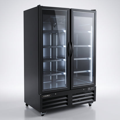 49.8" 2-Door Glass Freezer, Black Exterior & Interior, Elite Series / BGD-46F-HC