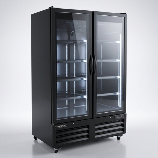 49.8" 2-Door Glass Refrigerator, Black Exterior & Interior | BGD-46R-HC