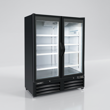 54" 2-Door Glass Freezer Black Exterior, White Interior / BGD-50F-HC