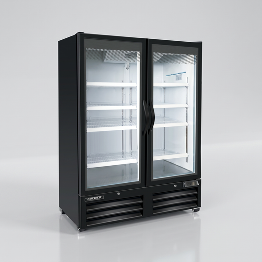 54" 2-Door Glass Freezer Black Exterior, White Interior | BGD-50F-HC
