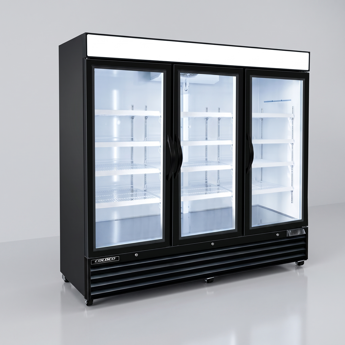 81" 3-Door Glass Freezer, Black Exterior, White Interior | BGD-72FDV-HC
