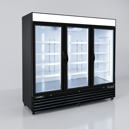 81" 3-Door Glass Freezer, Black Exterior, White Interior , Elite Series / BGD-72FDV-HC