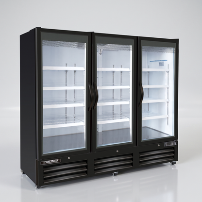 81" 3-Door Glass Freezer Black Exterior, White Interior , Elite Series / BGD-73FDV-HC