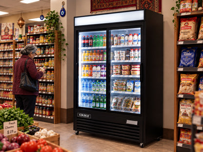 54" 2-Door Refrigerator, Sliding Glass Door, Black Exterior, Elite Series / BGD-47S-HC