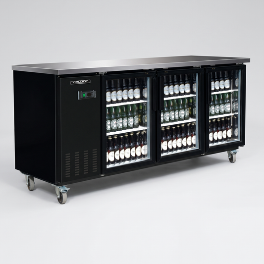 90.4" 3-Glass Door Back Bar Refrigerator | CBB-9G