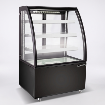 36" Curved Glass Refrigerated Showcase - Black Exterior / CD-36-3C-B