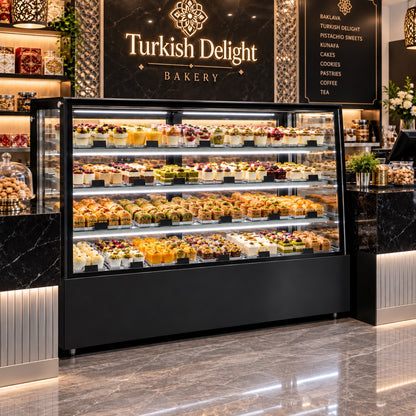 72" Bakery Showcase / Cake Display - Black Exterior / CD-72-3-B