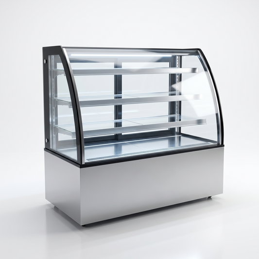 72" Curved Glass Refrigerated Showcase - Stainless Steel | CD-72-3C