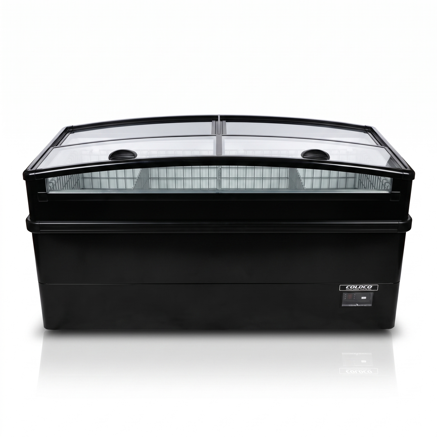74″ LENGTH HIGH VOLUME GLASS TOP FREEZER, BLACK EXTERIOR | CIF-6E-B