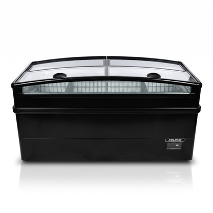 74″ LENGTH HIGH VOLUME GLASS TOP FREEZER, BLACK EXTERIOR / CIF-6E-B