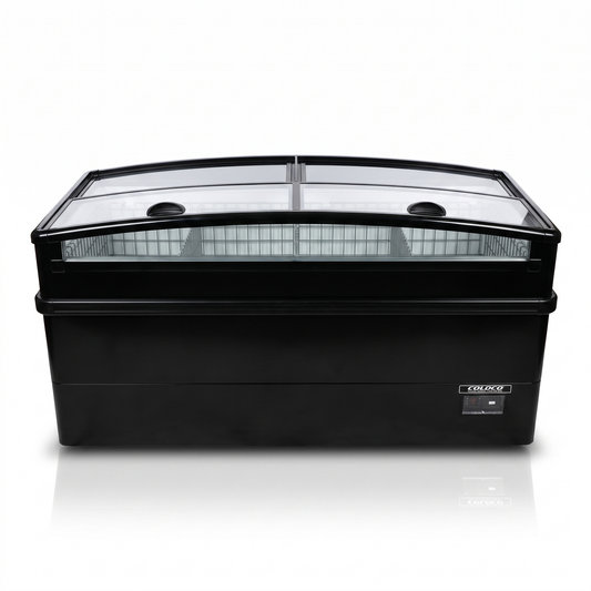 74″ LENGTH HIGH VOLUME GLASS TOP FREEZER, BLACK EXTERIOR | CIF-6E-B