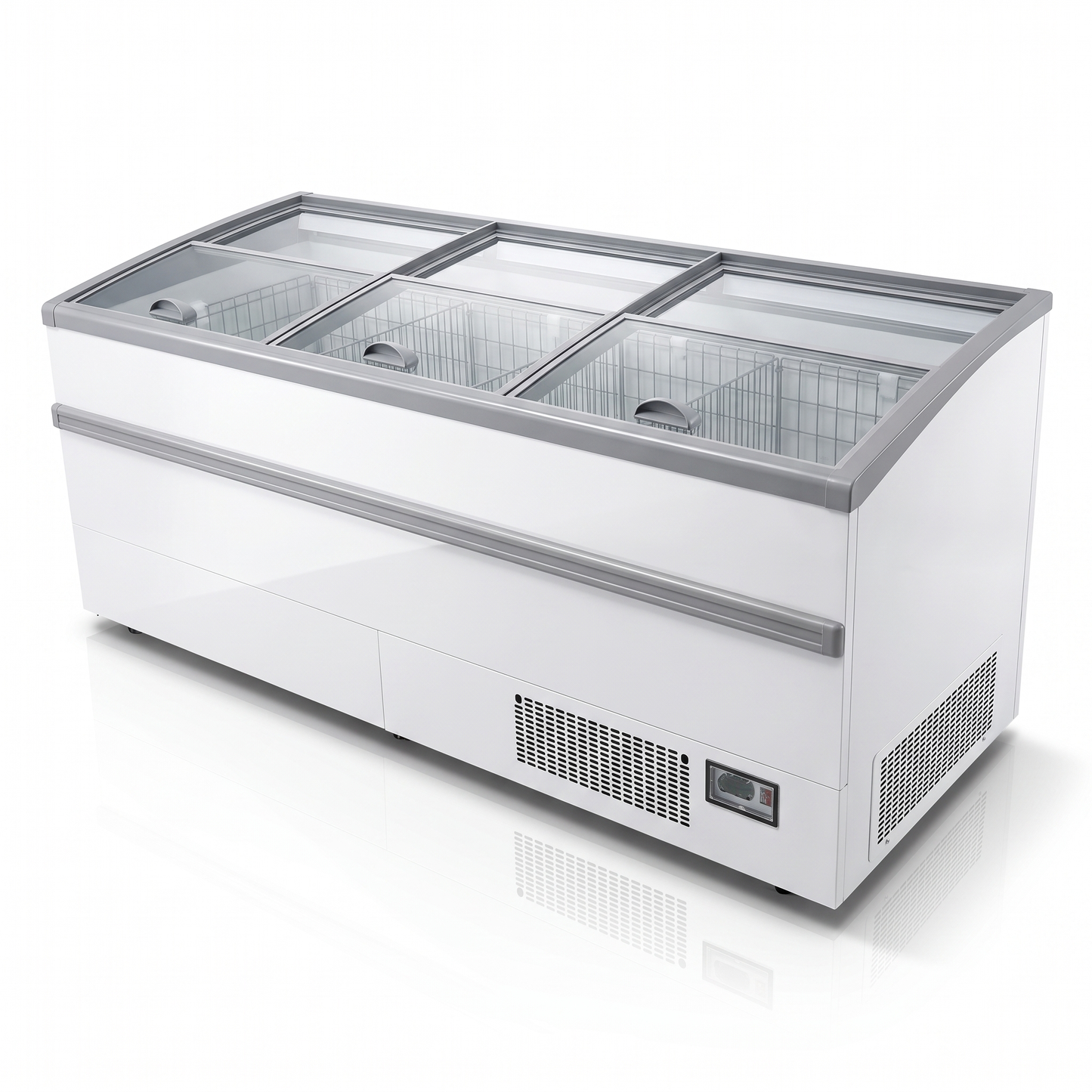 99″ LENGTH HIGH VOLUME GLASS TOP FREEZER, WHITE EXTERIOR | CIF-8HV-W