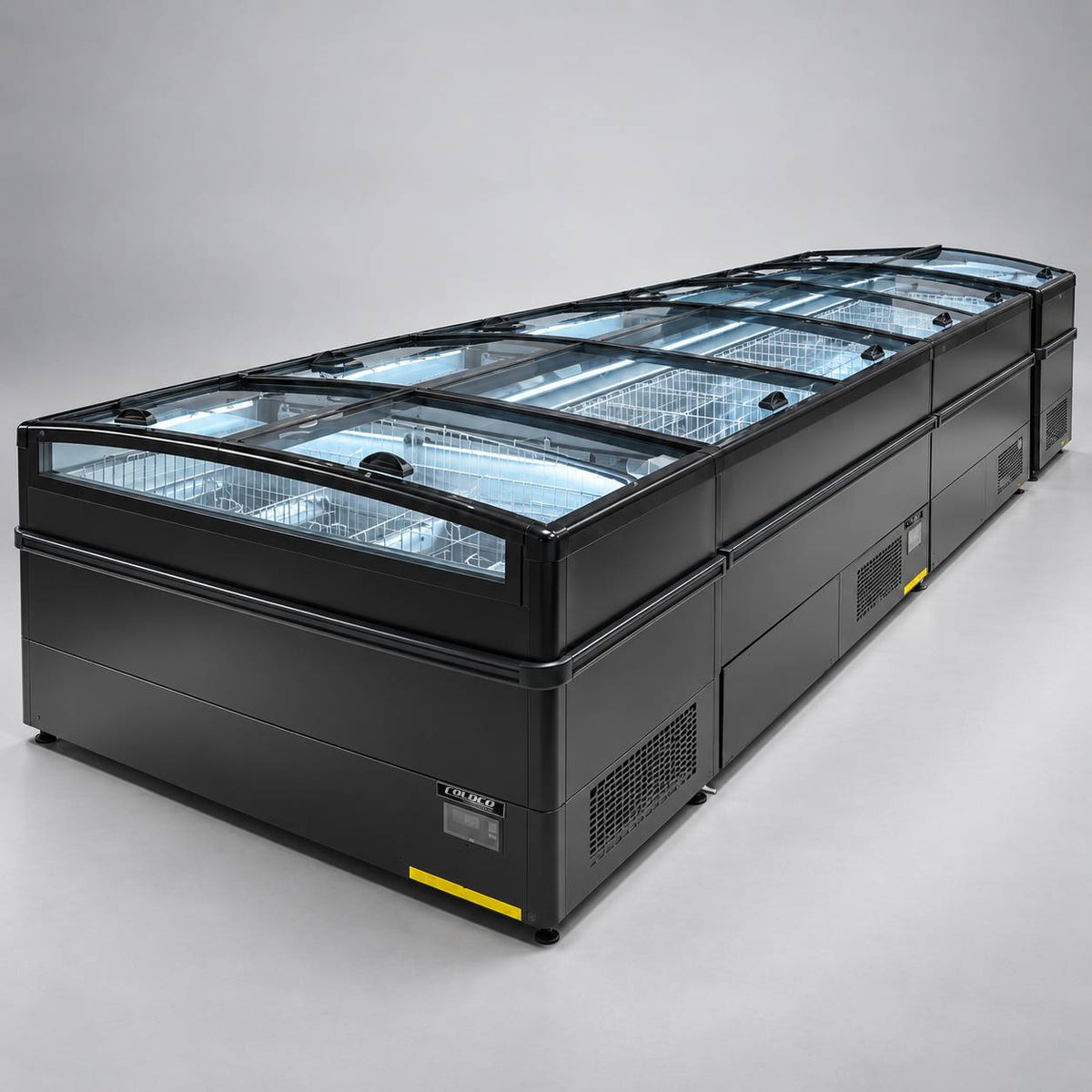 74″ LENGTH HIGH VOLUME GLASS TOP FREEZER, BLACK EXTERIOR / CIF-6E-B