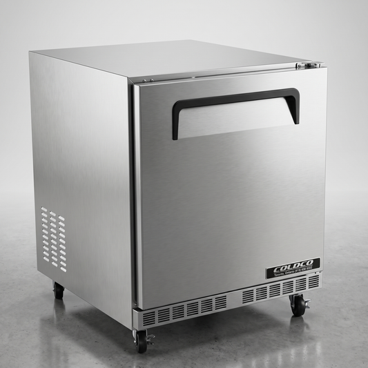 27.5" Under Counter Front Breathing Refrigerator, 31.5" Height, Stainless Steel Exterior | CUC-26R-HC