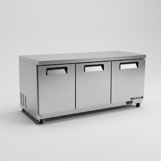 72" Under Counter Refrigerator, Stainless Steel Exterior & Interior | CUC-72R-HC
