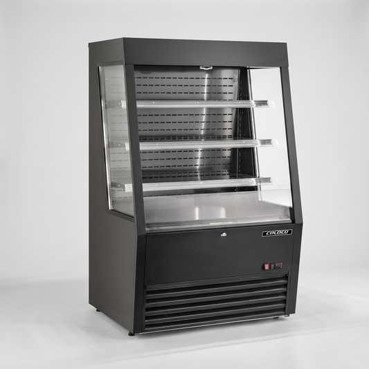 36" Low Profile Refrigerated Open Display Showcase - Black Exterior/Interior | RS-36L-B