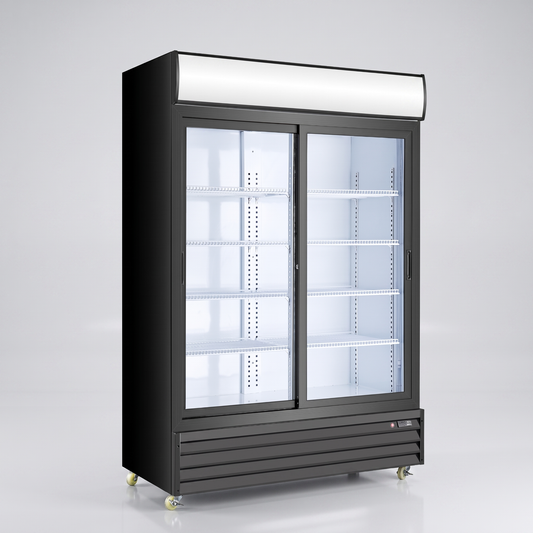 52.5" 2-Door Glass Refrigerator, Vertical Sliding Door | SD-1200SL