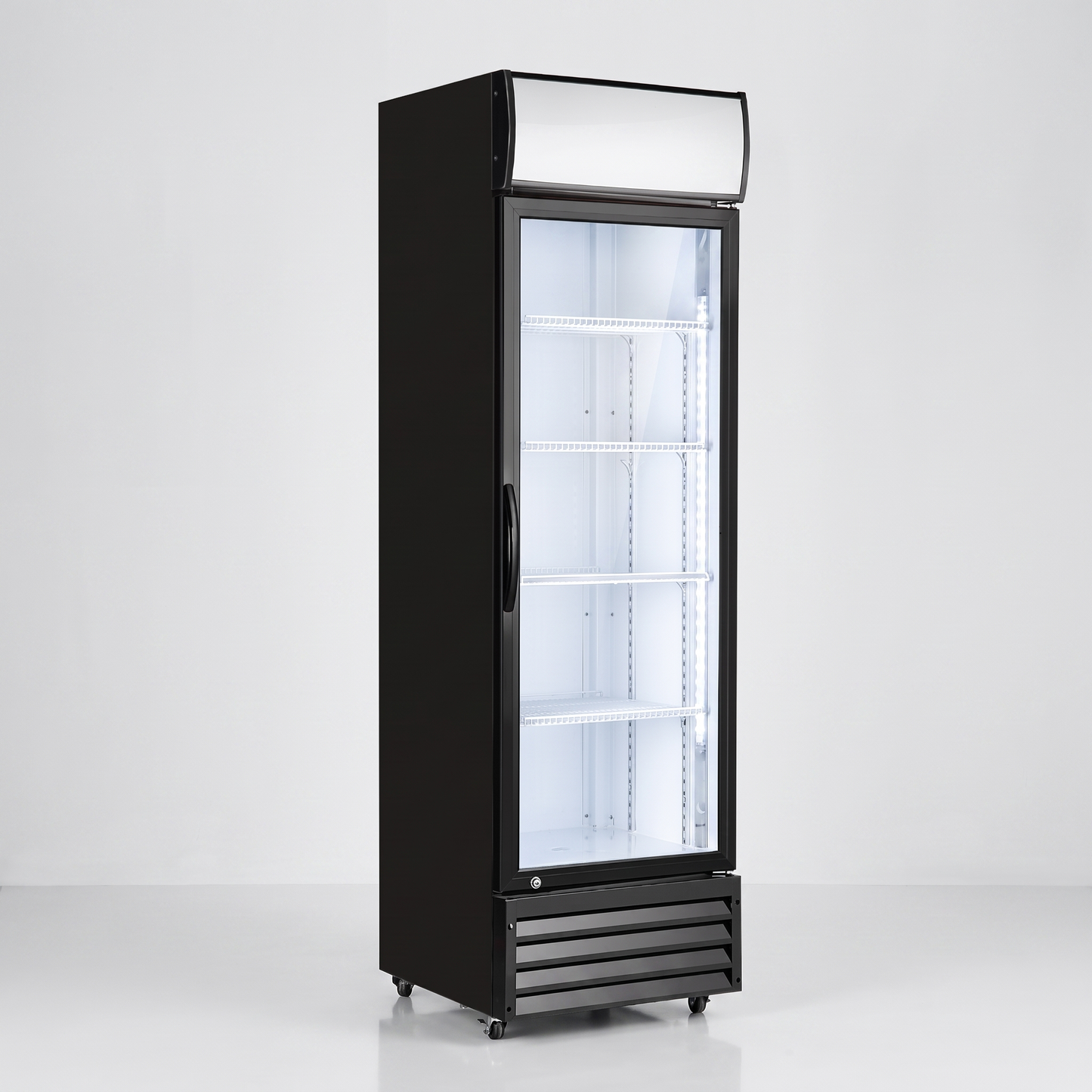24" 1-Door Glass Refrigerator, Black Exterior, White Interior | SS400FV