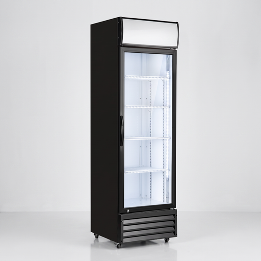 24" 1-Door Glass Refrigerator, Black Exterior, White Interior | SS400FV