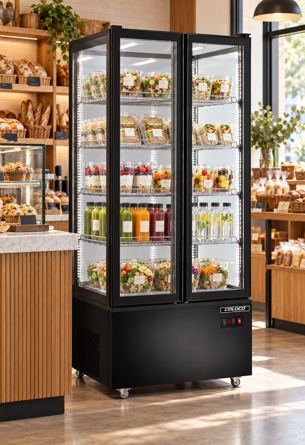 78.5" Height, 2-Door Refrigerated Display Case - Black Exterior / ST-600B
