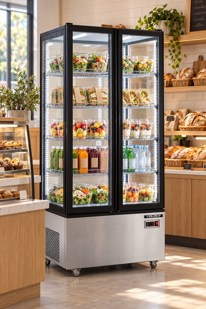 78.5" Height, 2-Door Refrigerated Display Case - Stainless Steel / ST-600S